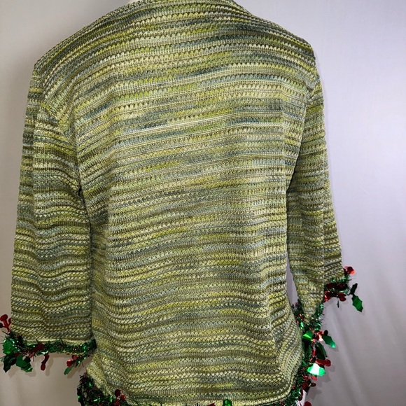 Vintage Green Holiday Sweater with Festive Accents ugly tree Christmas - Picture 7 of 10